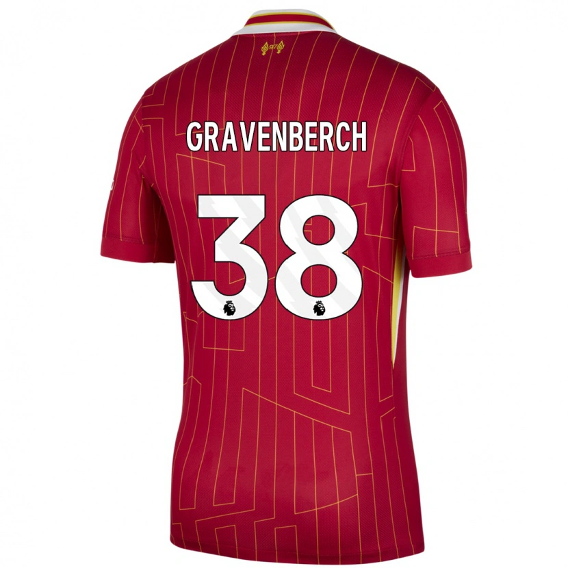 Danxen Kinder Ryan Gravenberch #38 Rot Gelb Weiß Heimtrikot Trikot 2024/25 T-Shirt Schweiz