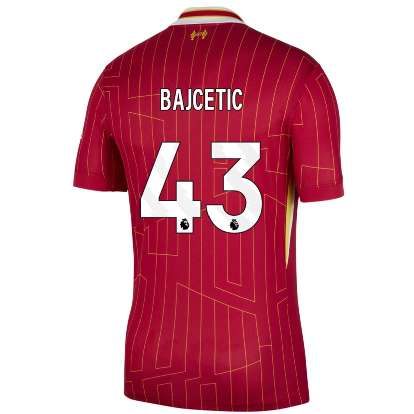 Danxen Kinder Stefan Bajcetic #43 Rot Gelb Weiß Heimtrikot Trikot 2024/25 T-Shirt Schweiz