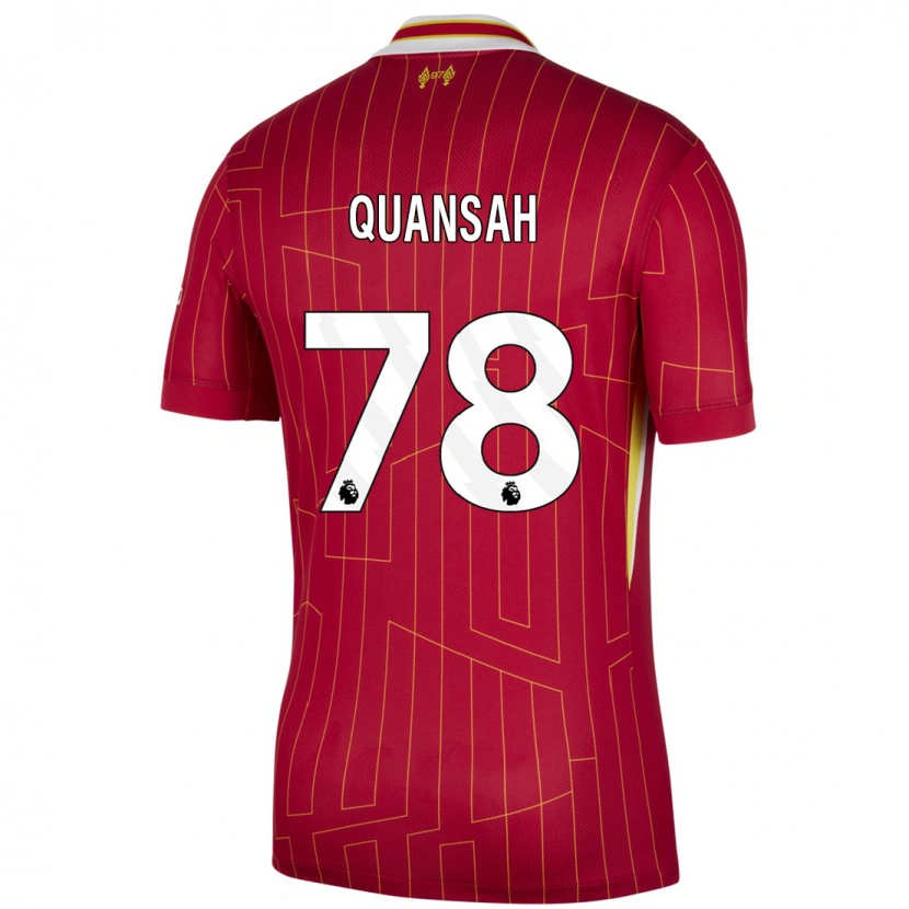 Danxen Kinder Jarell Quansah #78 Rot Gelb Weiß Heimtrikot Trikot 2024/25 T-Shirt Schweiz