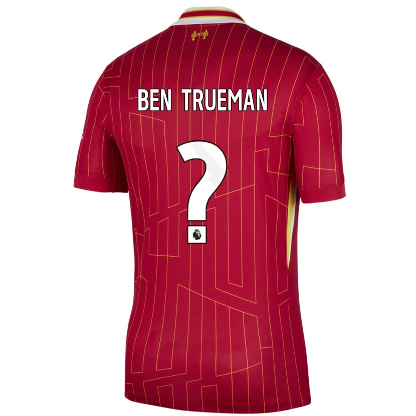 Danxen Kinder Ben Trueman #0 Rot Gelb Weiß Heimtrikot Trikot 2024/25 T-Shirt Schweiz