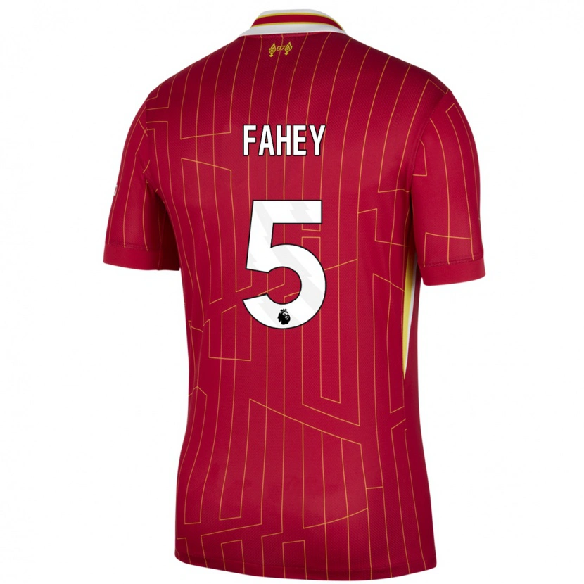 Danxen Kinder Niamh Fahey #5 Rot Gelb Weiß Heimtrikot Trikot 2024/25 T-Shirt Schweiz