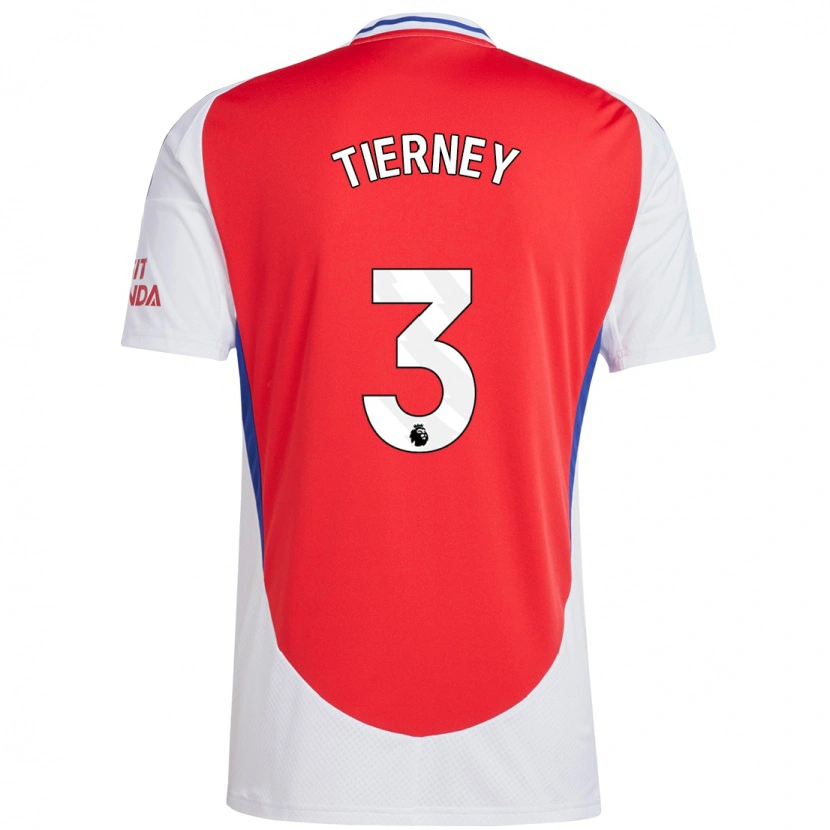 Danxen Kinder Kieran Tierney #3 Rot Weiß Heimtrikot Trikot 2024/25 T-Shirt Schweiz