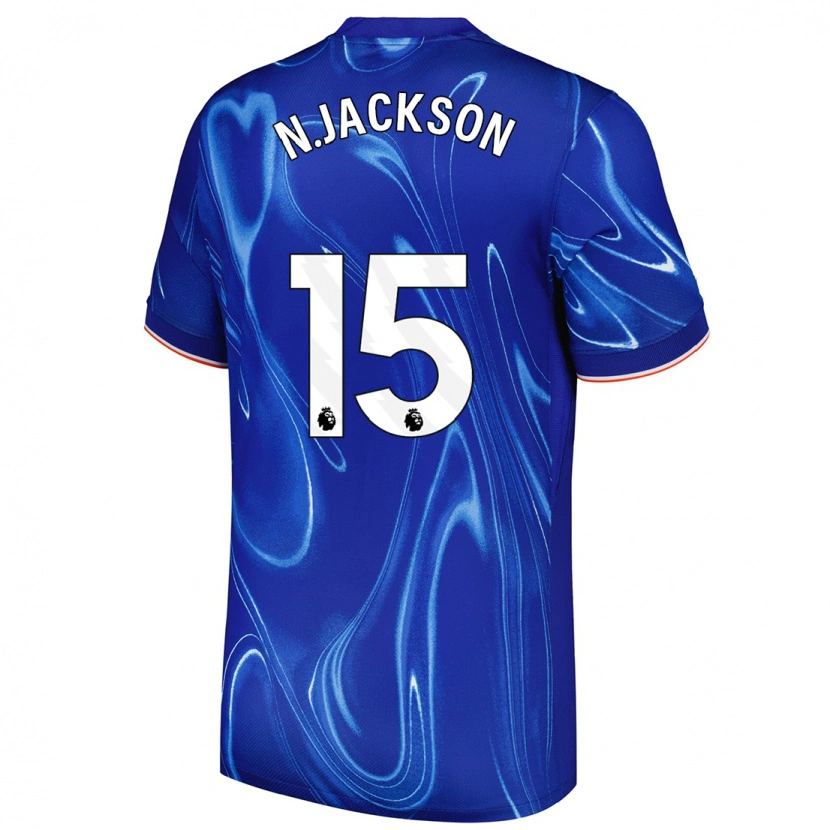 Danxen Kinder Nicolas Jackson #15 Blau Weiß Heimtrikot Trikot 2024/25 T-Shirt Schweiz