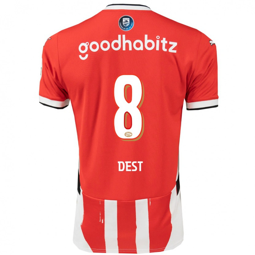 Danxen Kinder Sergiño Dest #8 Rot Weiß Heimtrikot Trikot 2024/25 T-Shirt Schweiz