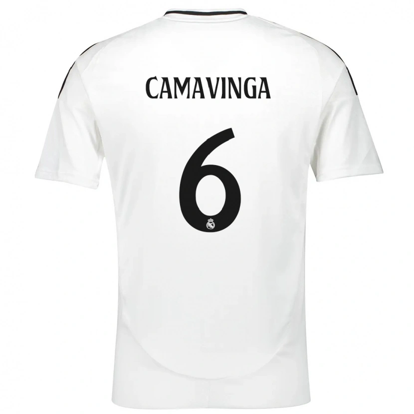 Danxen Kinder Eduardo Camavinga #6 Weiß Heimtrikot Trikot 2024/25 T-Shirt Schweiz