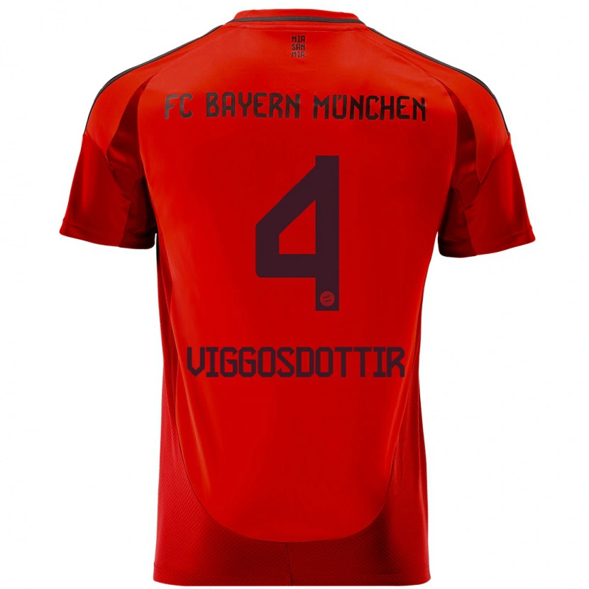 Danxen Kinder Glódís Perla Viggósdóttir #4 Rot Heimtrikot Trikot 2024/25 T-Shirt Schweiz