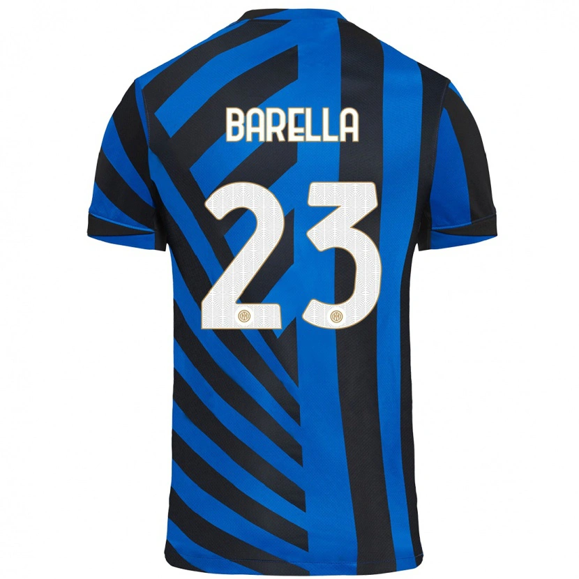 Danxen Kinder Nicolò Barella #23 Blau Schwarz Heimtrikot Trikot 2024/25 T-Shirt Schweiz