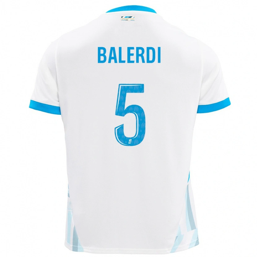 Danxen Kinder Leonardo Balerdi #5 Weiß Himmelblau Heimtrikot Trikot 2024/25 T-Shirt Schweiz