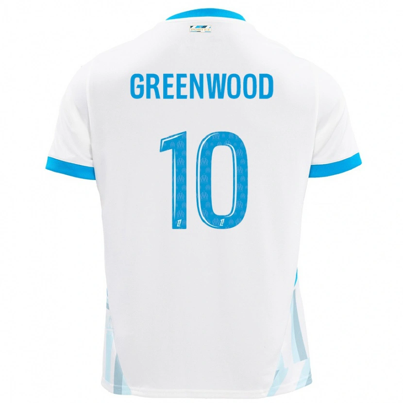 Danxen Kinder Mason Greenwood #10 Weiß Himmelblau Heimtrikot Trikot 2024/25 T-Shirt Schweiz