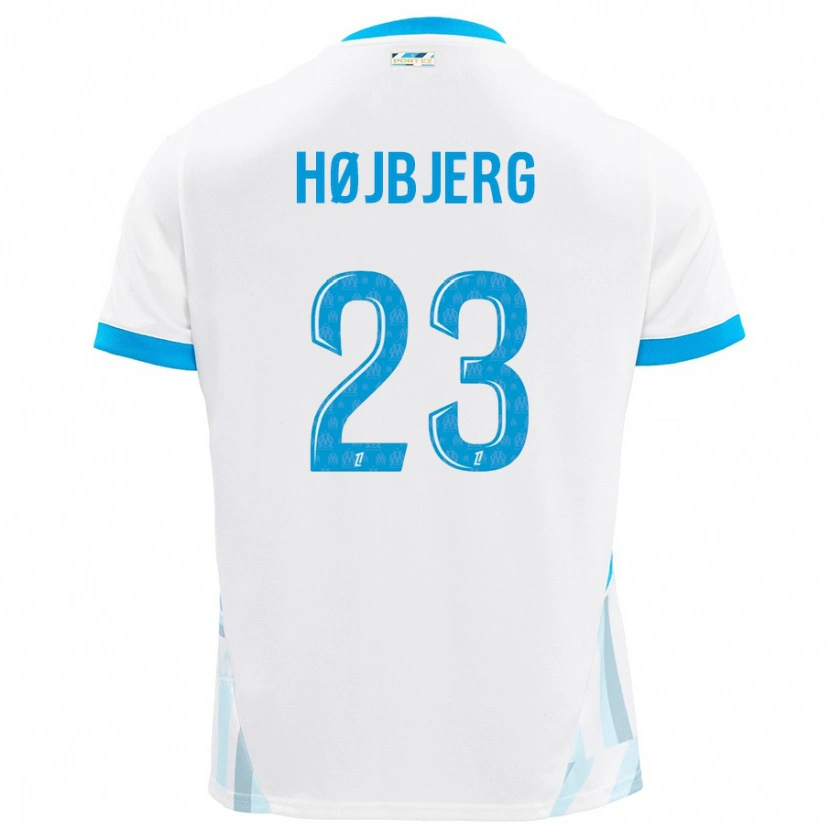 Danxen Kinder Pierre-Emile Højbjerg #23 Weiß Himmelblau Heimtrikot Trikot 2024/25 T-Shirt Schweiz