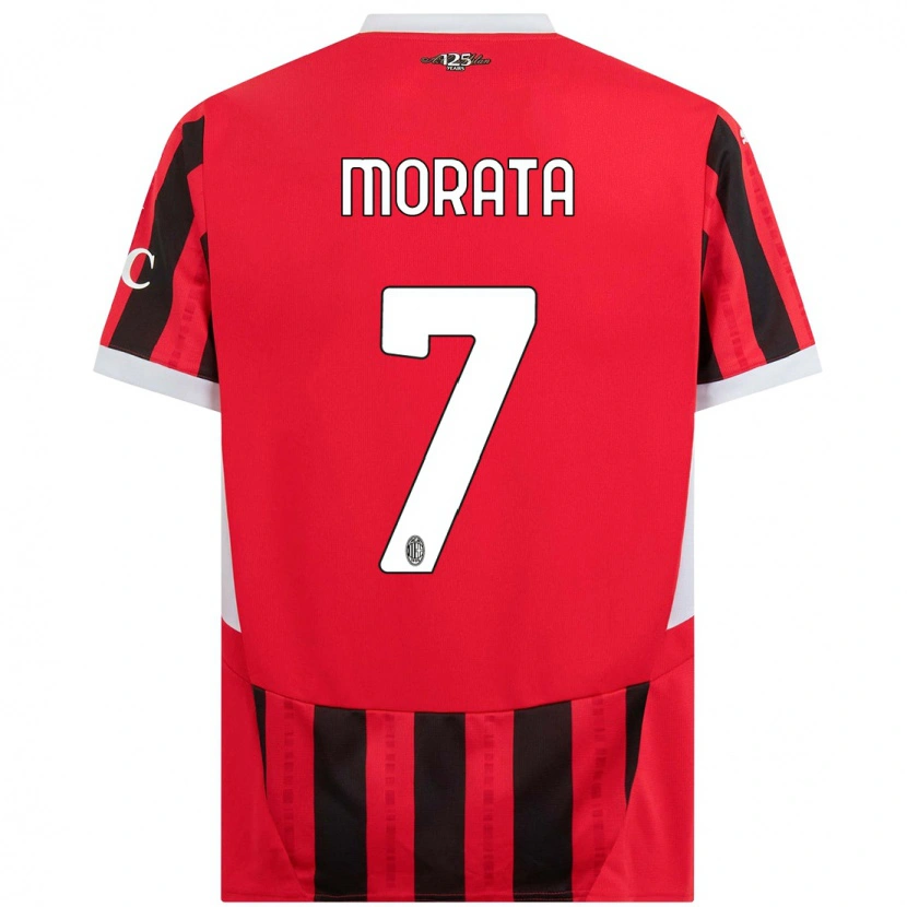 Danxen Kinder Álvaro Morata #7 Rot Schwarz Heimtrikot Trikot 2024/25 T-Shirt Schweiz