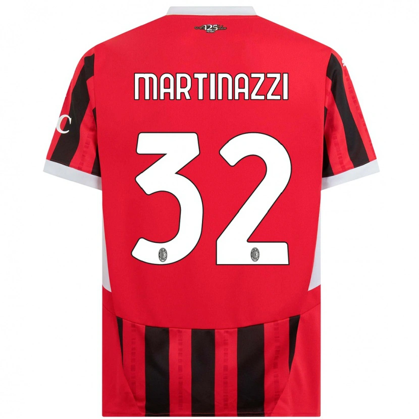 Danxen Kinder Luca Martinazzi #32 Rot Schwarz Heimtrikot Trikot 2024/25 T-Shirt Schweiz