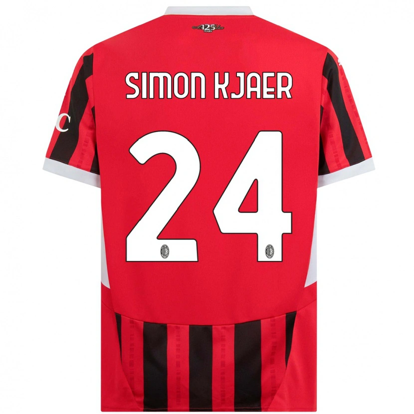 Danxen Kinder Simon Kjaer #24 Rot Schwarz Heimtrikot Trikot 2024/25 T-Shirt Schweiz