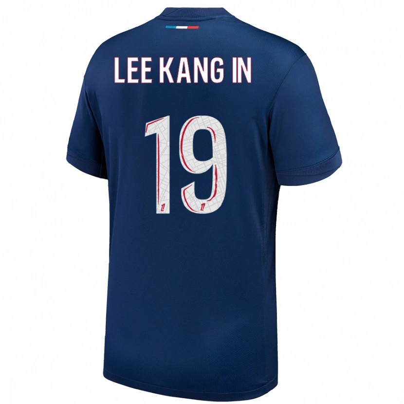 Danxen Kinder Kang-In Lee #19 Marineblau Weiß Heimtrikot Trikot 2024/25 T-Shirt Schweiz