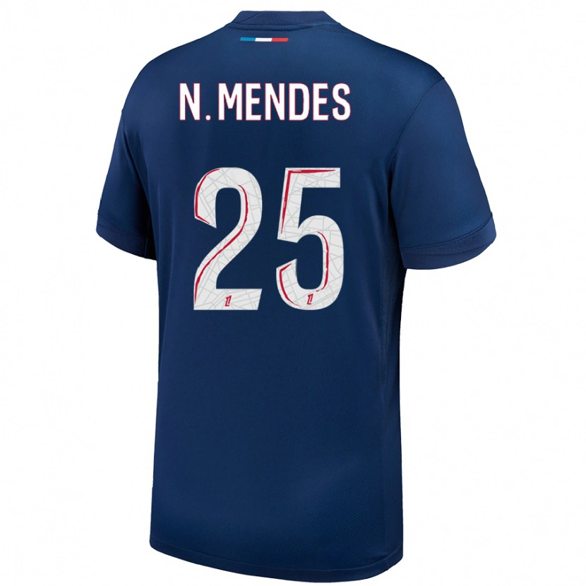 Danxen Kinder Nuno Mendes #25 Marineblau Weiß Heimtrikot Trikot 2024/25 T-Shirt Schweiz