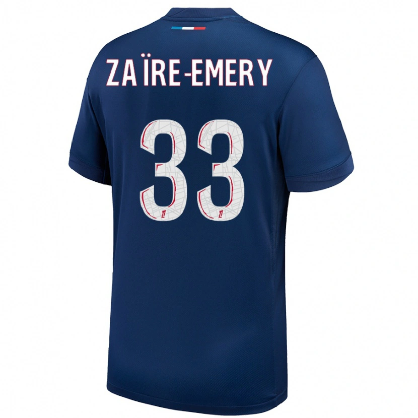 Danxen Kinder Warren Zaïre-Emery #33 Marineblau Weiß Heimtrikot Trikot 2024/25 T-Shirt Schweiz