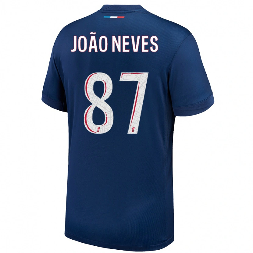 Danxen Kinder João Neves #87 Marineblau Weiß Heimtrikot Trikot 2024/25 T-Shirt Schweiz