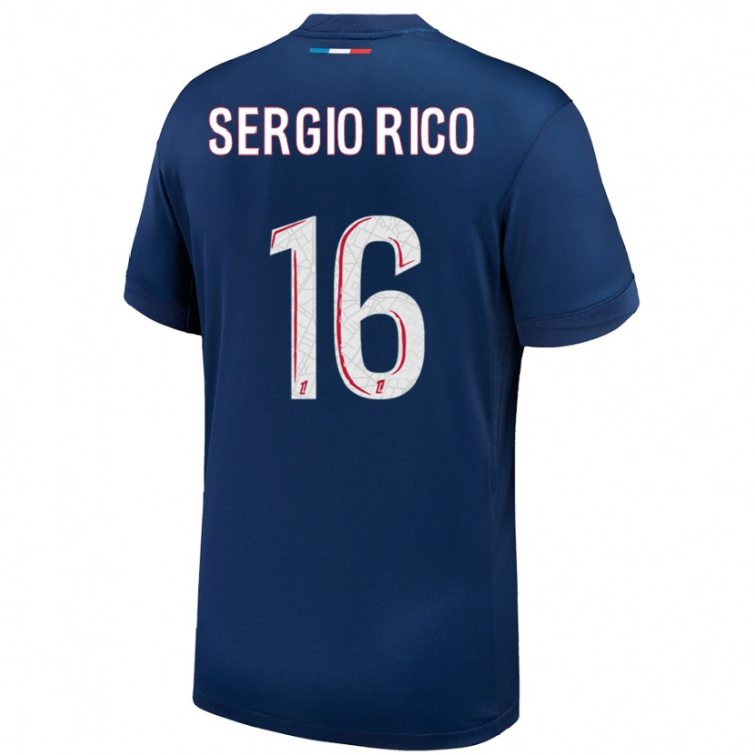 Danxen Kinder Sergio Rico #16 Marineblau Weiß Heimtrikot Trikot 2024/25 T-Shirt Schweiz