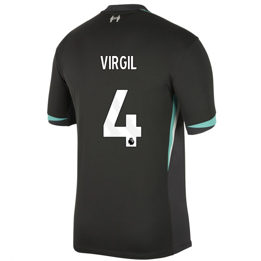 Danxen Kinder Virgil Van Dijk #4 Schwarz Anthrazitweiß Auswärtstrikot Trikot 2024/25 T-Shirt Schweiz