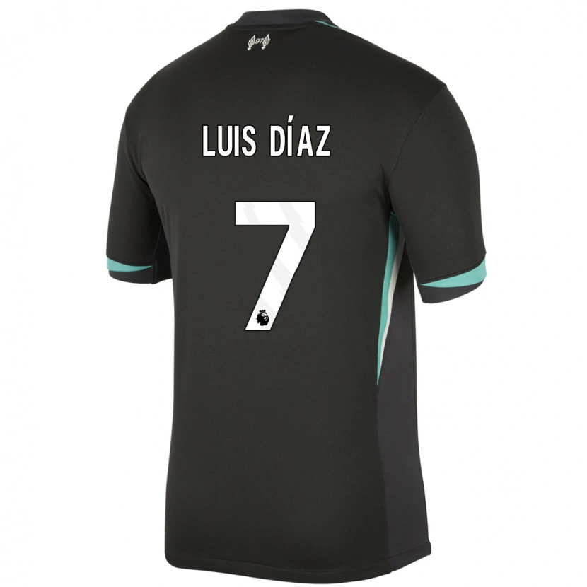 Danxen Kinder Luis Díaz #7 Schwarz Anthrazitweiß Auswärtstrikot Trikot 2024/25 T-Shirt Schweiz