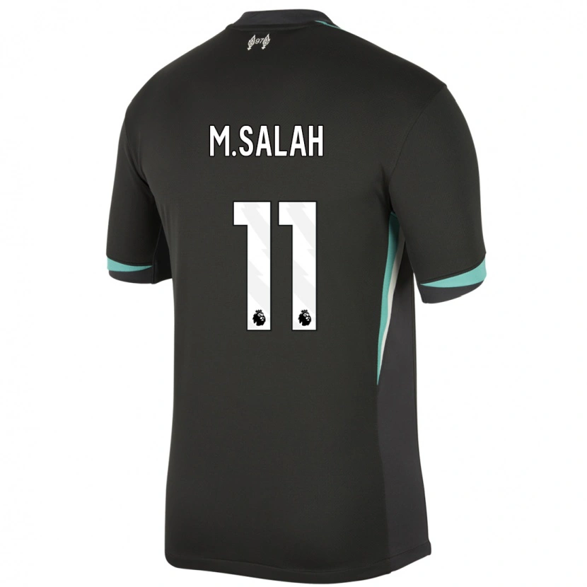 Danxen Kinder Mohamed Salah #11 Schwarz Anthrazitweiß Auswärtstrikot Trikot 2024/25 T-Shirt Schweiz