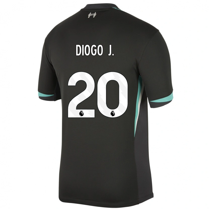 Danxen Kinder Diogo Jota #20 Schwarz Anthrazitweiß Auswärtstrikot Trikot 2024/25 T-Shirt Schweiz