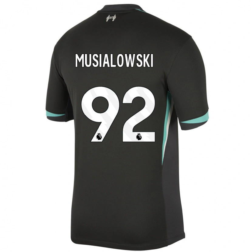 Danxen Kinder Mateusz Musialowski #92 Schwarz Anthrazitweiß Auswärtstrikot Trikot 2024/25 T-Shirt Schweiz