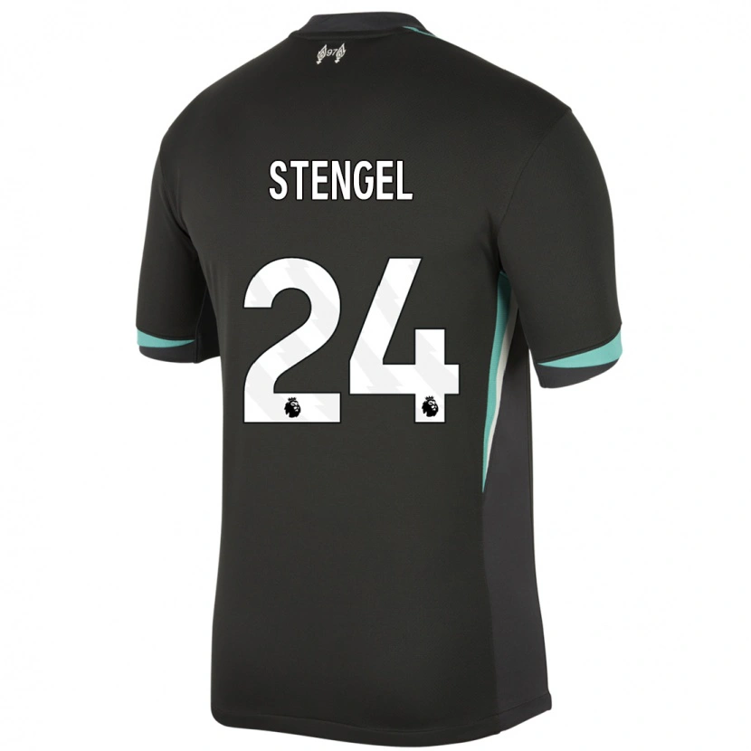 Danxen Kinder Katie Stengel #24 Schwarz Anthrazitweiß Auswärtstrikot Trikot 2024/25 T-Shirt Schweiz