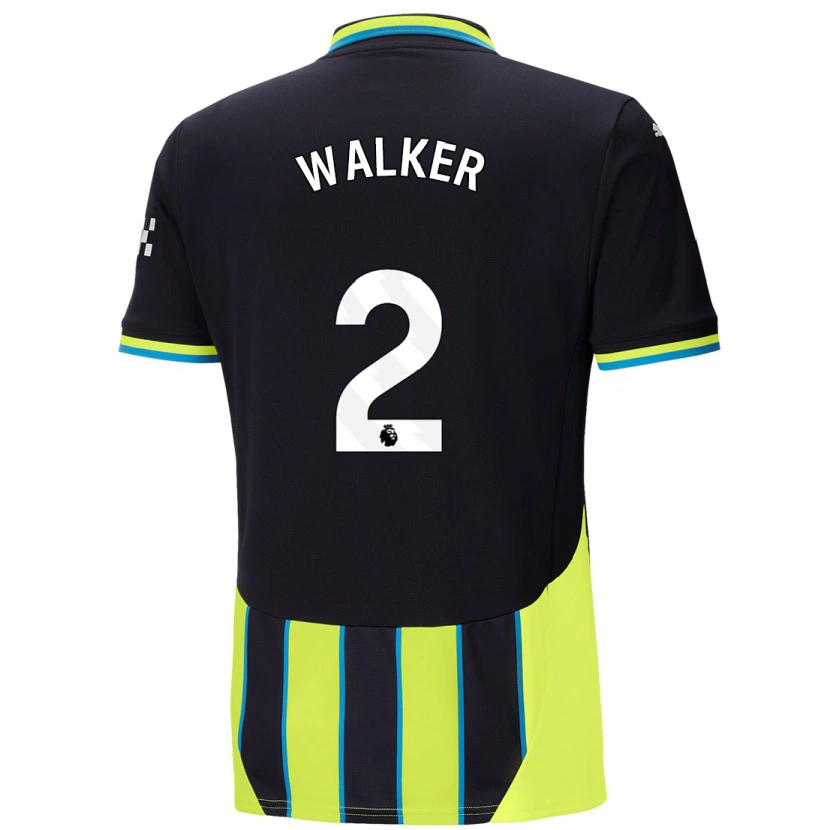 Danxen Kinder Kyle Walker #2 Blaugelb Auswärtstrikot Trikot 2024/25 T-Shirt Schweiz