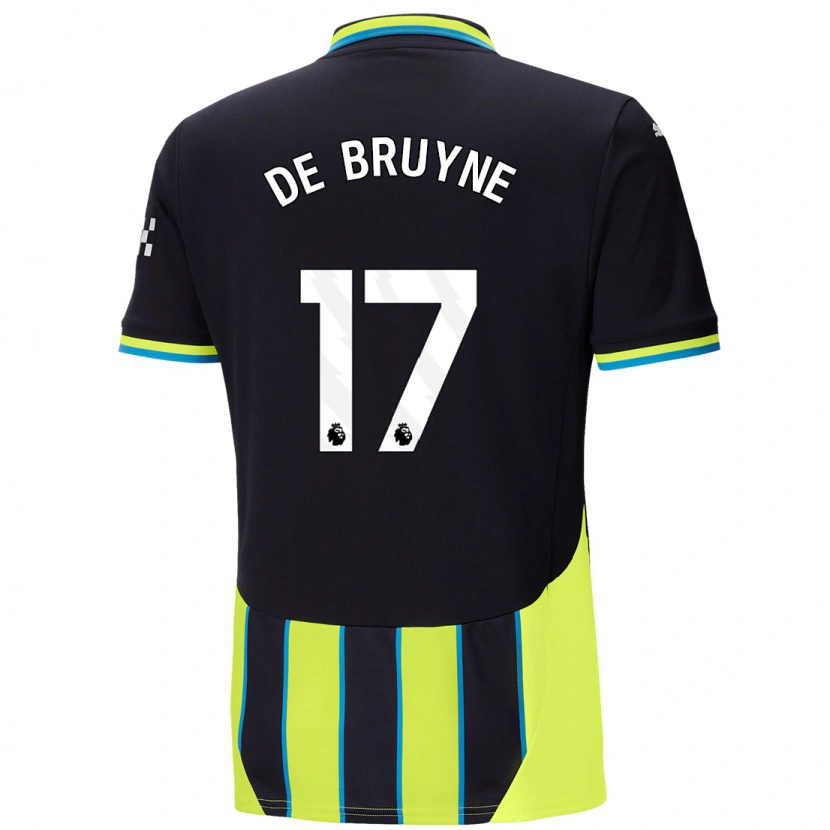 Danxen Kinder Kevin De Bruyne #17 Blaugelb Auswärtstrikot Trikot 2024/25 T-Shirt Schweiz