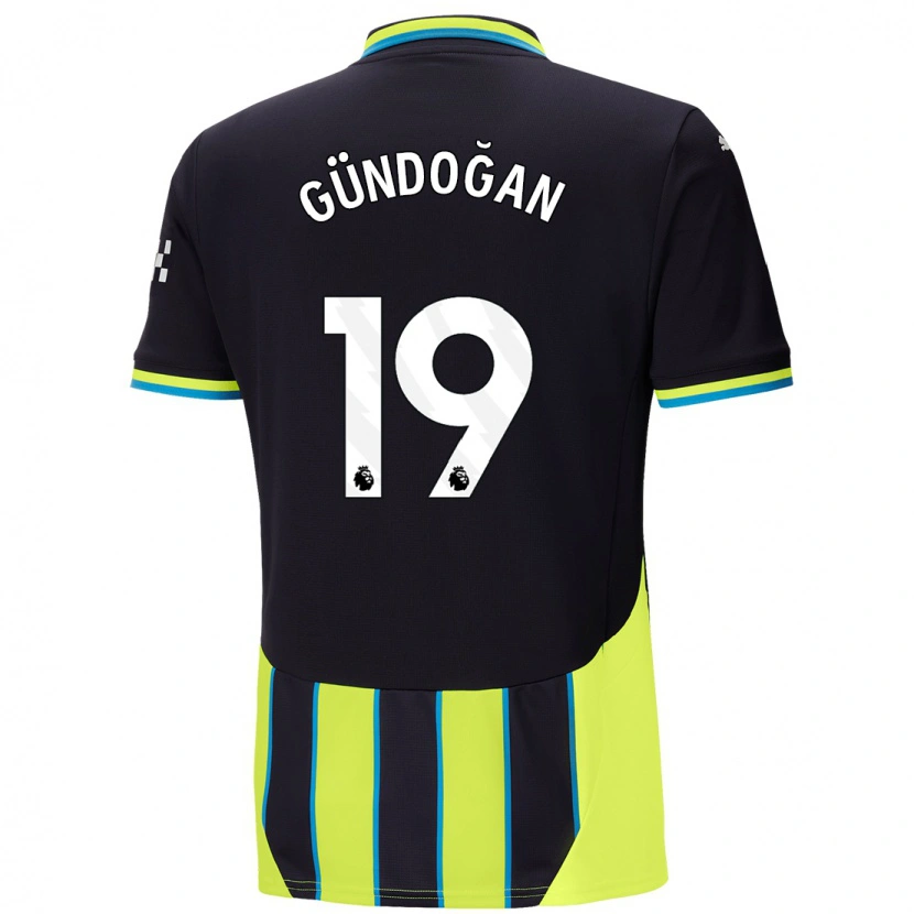 Danxen Kinder İlkay Gündoğan #19 Blaugelb Auswärtstrikot Trikot 2024/25 T-Shirt Schweiz