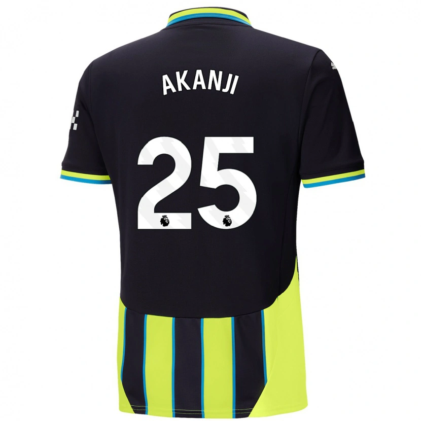 Danxen Kinder Manuel Akanji #25 Blaugelb Auswärtstrikot Trikot 2024/25 T-Shirt Schweiz