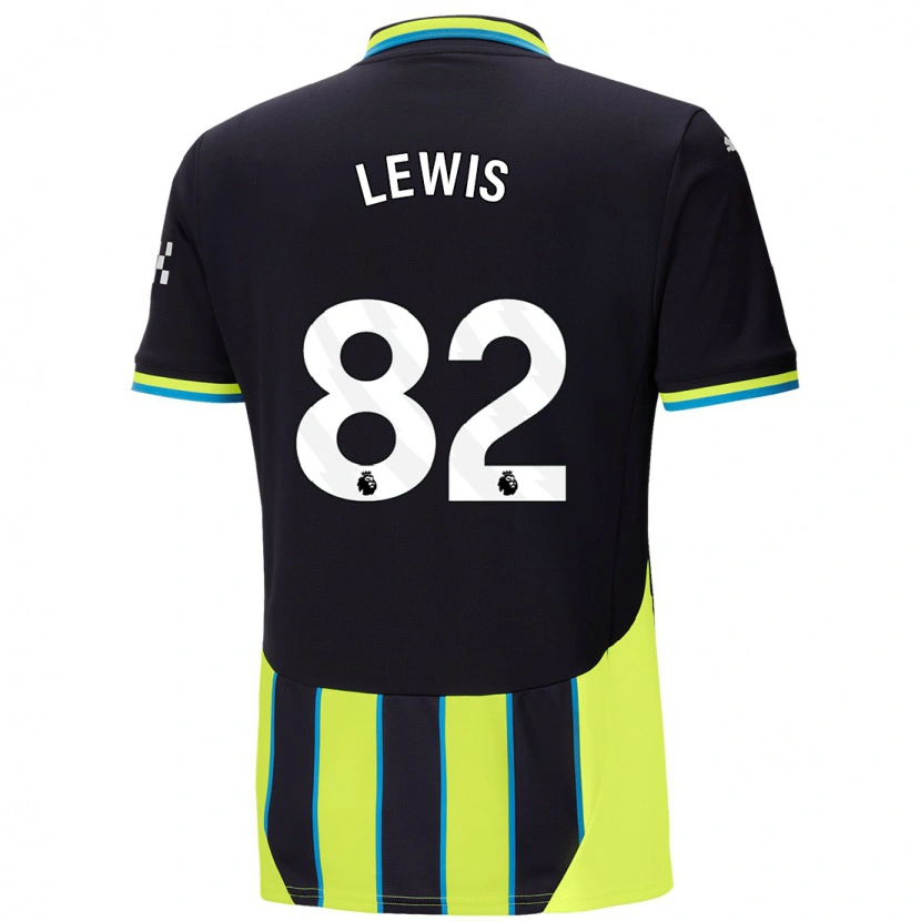 Danxen Kinder Rico Lewis #82 Blaugelb Auswärtstrikot Trikot 2024/25 T-Shirt Schweiz