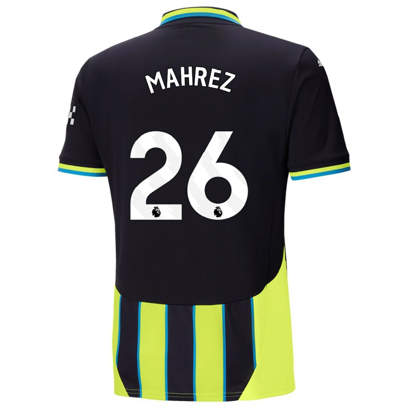 Danxen Kinder Riyad Mahrez #26 Blaugelb Auswärtstrikot Trikot 2024/25 T-Shirt Schweiz