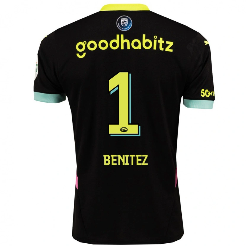 Danxen Kinder Walter Benítez #1 Schwarz Gelb Auswärtstrikot Trikot 2024/25 T-Shirt Schweiz