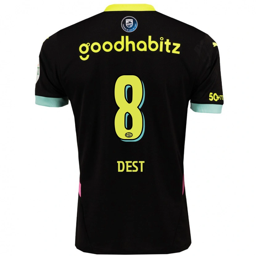 Danxen Kinder Sergiño Dest #8 Schwarz Gelb Auswärtstrikot Trikot 2024/25 T-Shirt Schweiz