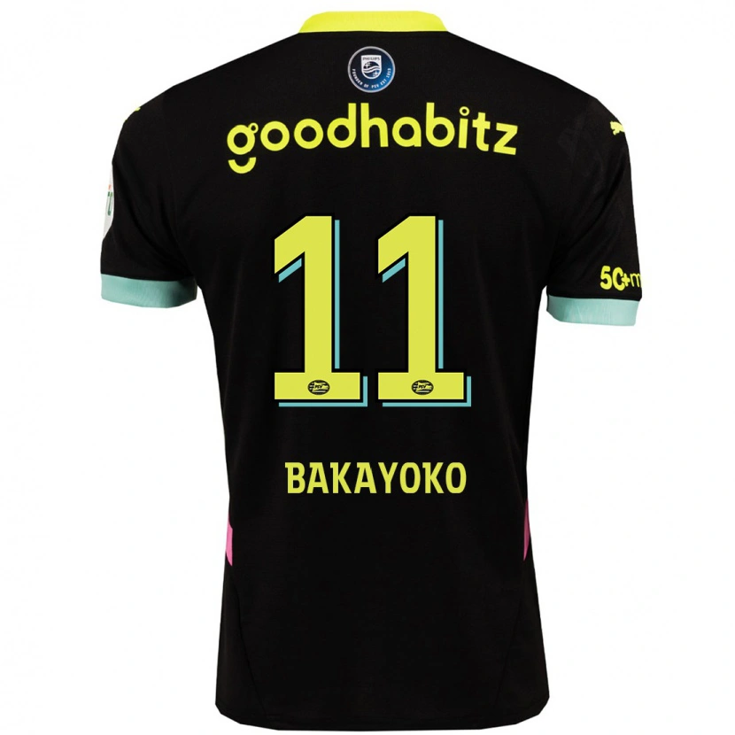 Danxen Kinder Johan Bakayoko #11 Schwarz Gelb Auswärtstrikot Trikot 2024/25 T-Shirt Schweiz