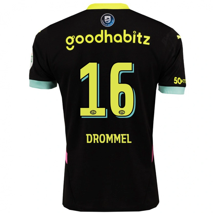 Danxen Kinder Joël Drommel #16 Schwarz Gelb Auswärtstrikot Trikot 2024/25 T-Shirt Schweiz