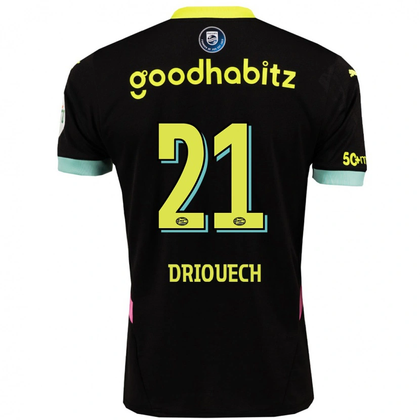 Danxen Kinder Couhaib Driouech #21 Schwarz Gelb Auswärtstrikot Trikot 2024/25 T-Shirt Schweiz