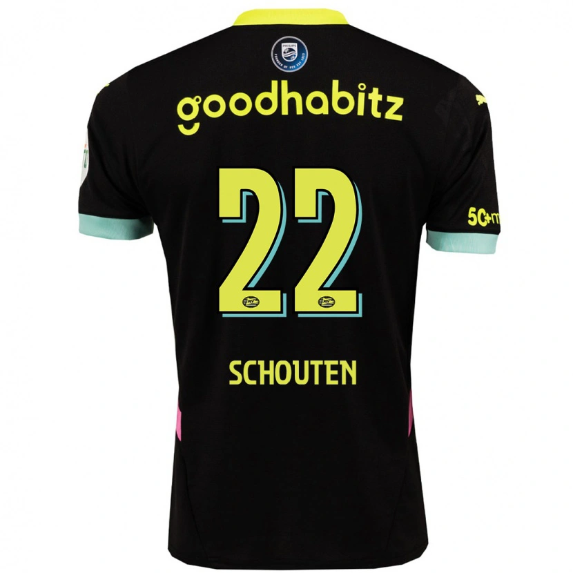 Danxen Kinder Jerdy Schouten #22 Schwarz Gelb Auswärtstrikot Trikot 2024/25 T-Shirt Schweiz