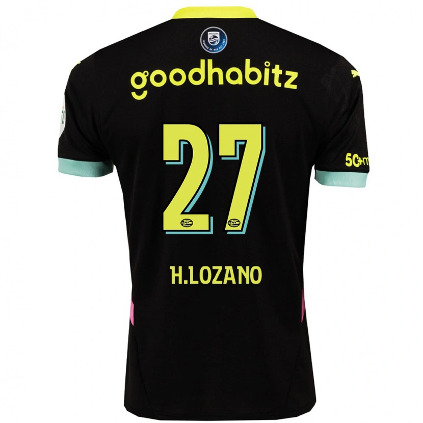 Danxen Kinder Hirving Lozano #27 Schwarz Gelb Auswärtstrikot Trikot 2024/25 T-Shirt Schweiz