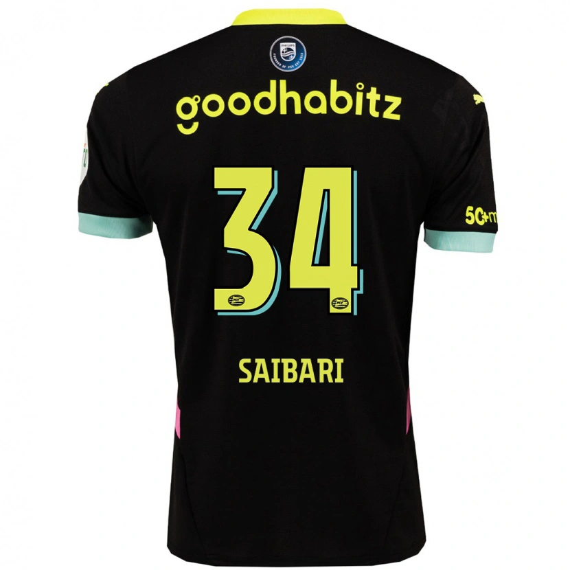 Danxen Kinder Ismael Saibari #34 Schwarz Gelb Auswärtstrikot Trikot 2024/25 T-Shirt Schweiz