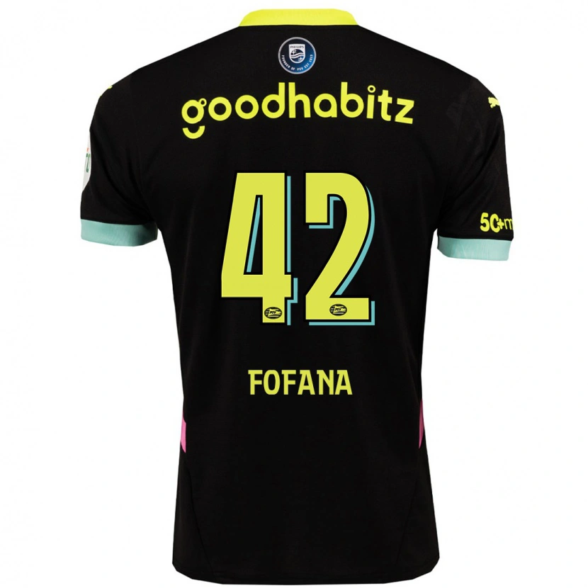 Danxen Kinder Fodé Fofana #42 Schwarz Gelb Auswärtstrikot Trikot 2024/25 T-Shirt Schweiz