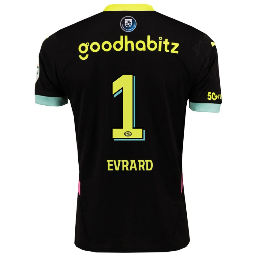 Danxen Kinder Nicky Evrard #1 Schwarz Gelb Auswärtstrikot Trikot 2024/25 T-Shirt Schweiz