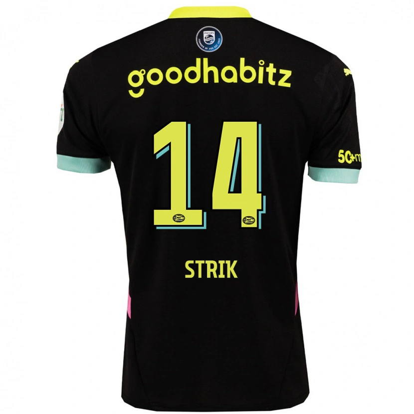 Danxen Kinder Laura Strik #14 Schwarz Gelb Auswärtstrikot Trikot 2024/25 T-Shirt Schweiz