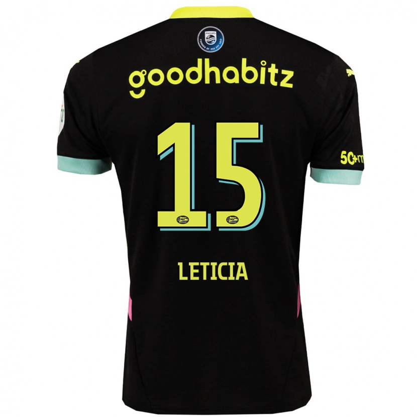 Danxen Kinder Brazil Bra Leticia #15 Schwarz Gelb Auswärtstrikot Trikot 2024/25 T-Shirt Schweiz