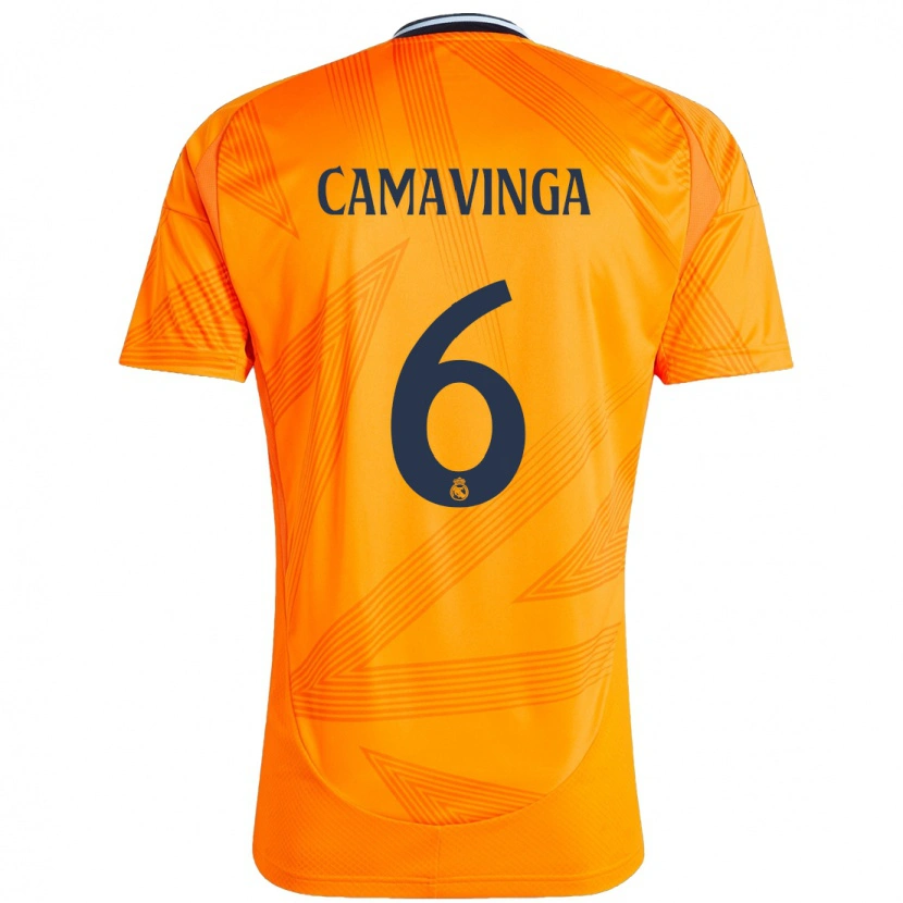 Danxen Kinder Eduardo Camavinga #6 Orange Auswärtstrikot Trikot 2024/25 T-Shirt Schweiz