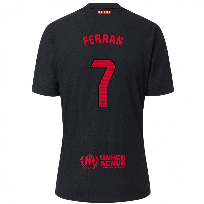 Danxen Kinder Ferran Torres #7 Schwarz Rot Auswärtstrikot Trikot 2024/25 T-Shirt Schweiz