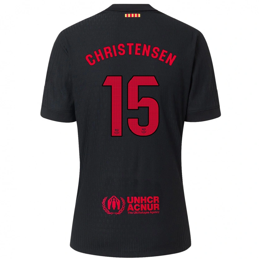 Danxen Kinder Andreas Christensen #15 Schwarz Rot Auswärtstrikot Trikot 2024/25 T-Shirt Schweiz