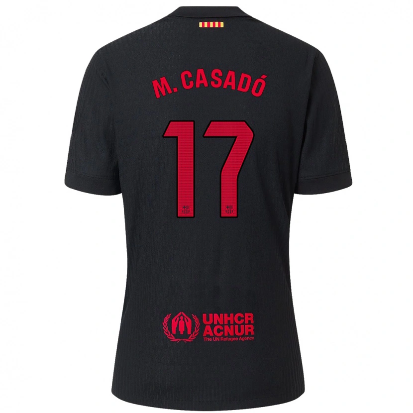 Danxen Kinder Marc Casadó #17 Schwarz Rot Auswärtstrikot Trikot 2024/25 T-Shirt Schweiz